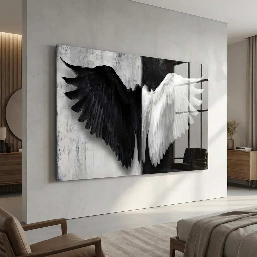 tableau abstrait noir blanc décoration contemporaine