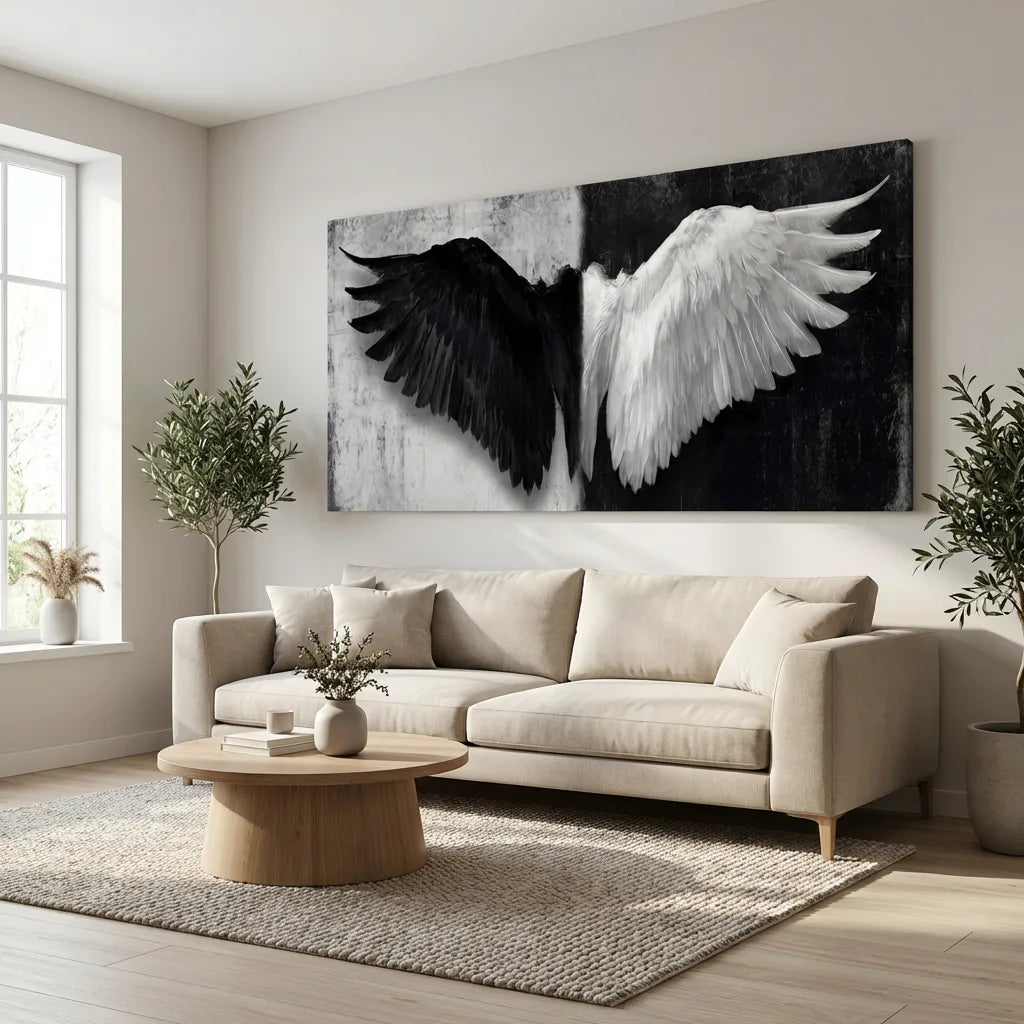 tableau ailes design minimaliste noir blanc