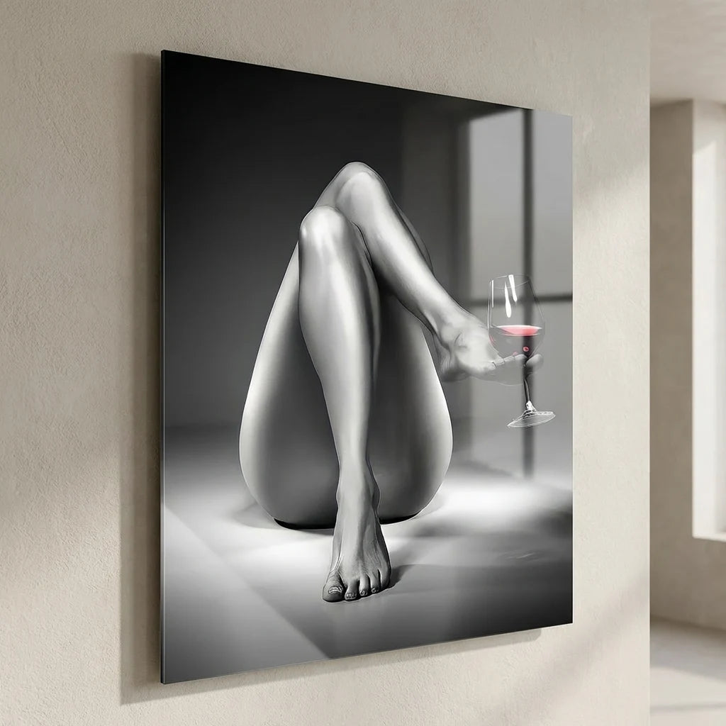 tableau femme minimaliste noir blanc rouge déco