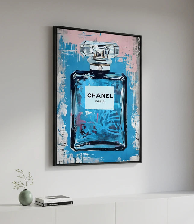 tableau moderne parfum luxe bleu et rose pour chambre