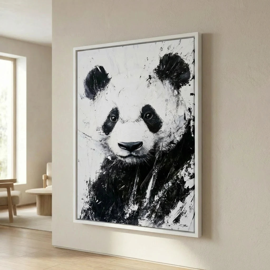 tableau panda noir et blanc moderne décoration murale