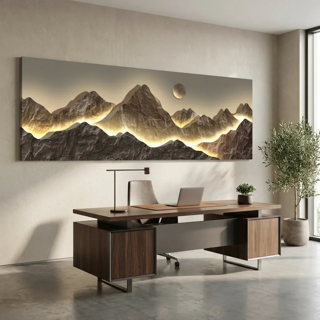 tableau panoramique montagne abstraite décoration murale moderne