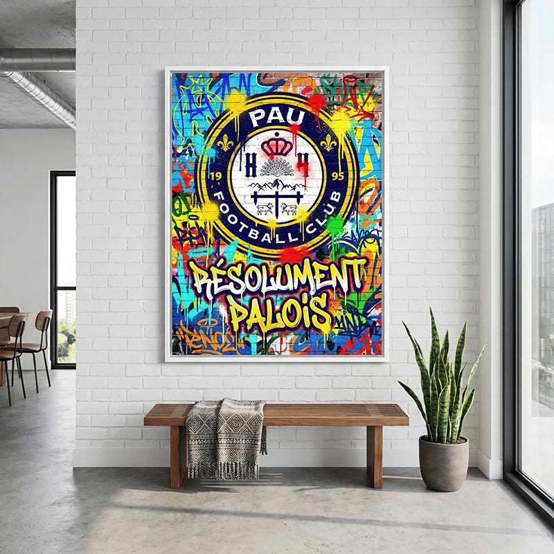 tableau rugby PAU FC cadre blanc