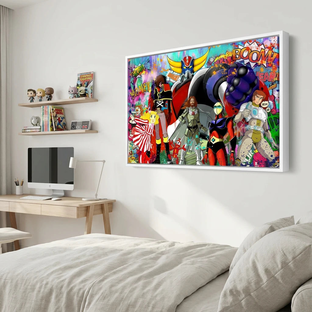 Œuvre murale Goldorak avec univers rétro et science-fiction
