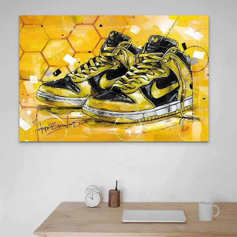 Tableau Street Art Nike Air Gold - Montableaudeco