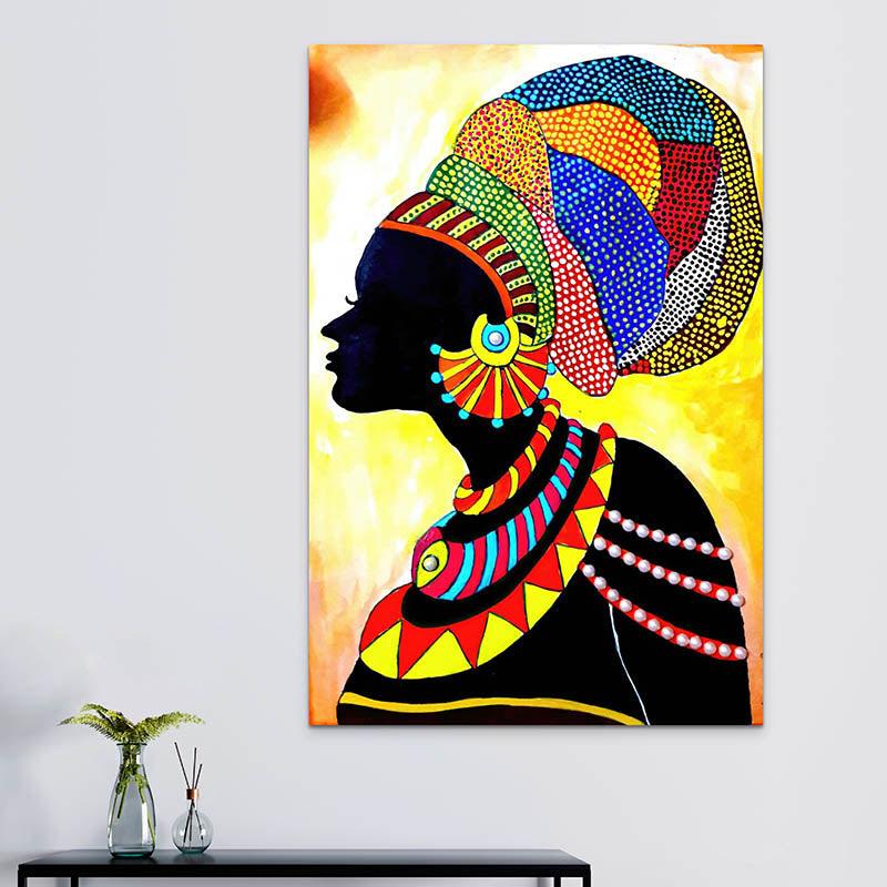 Tableau africain : femme Africaine Coloré