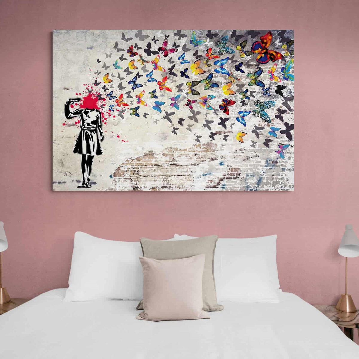 Banksy Toile Tableau Butterfly Girl Street Art Graffiti Toile Art Décor  Impression Sur Toile Tableau Décoration Murale Salon[x8987] - Cdiscount  Maison