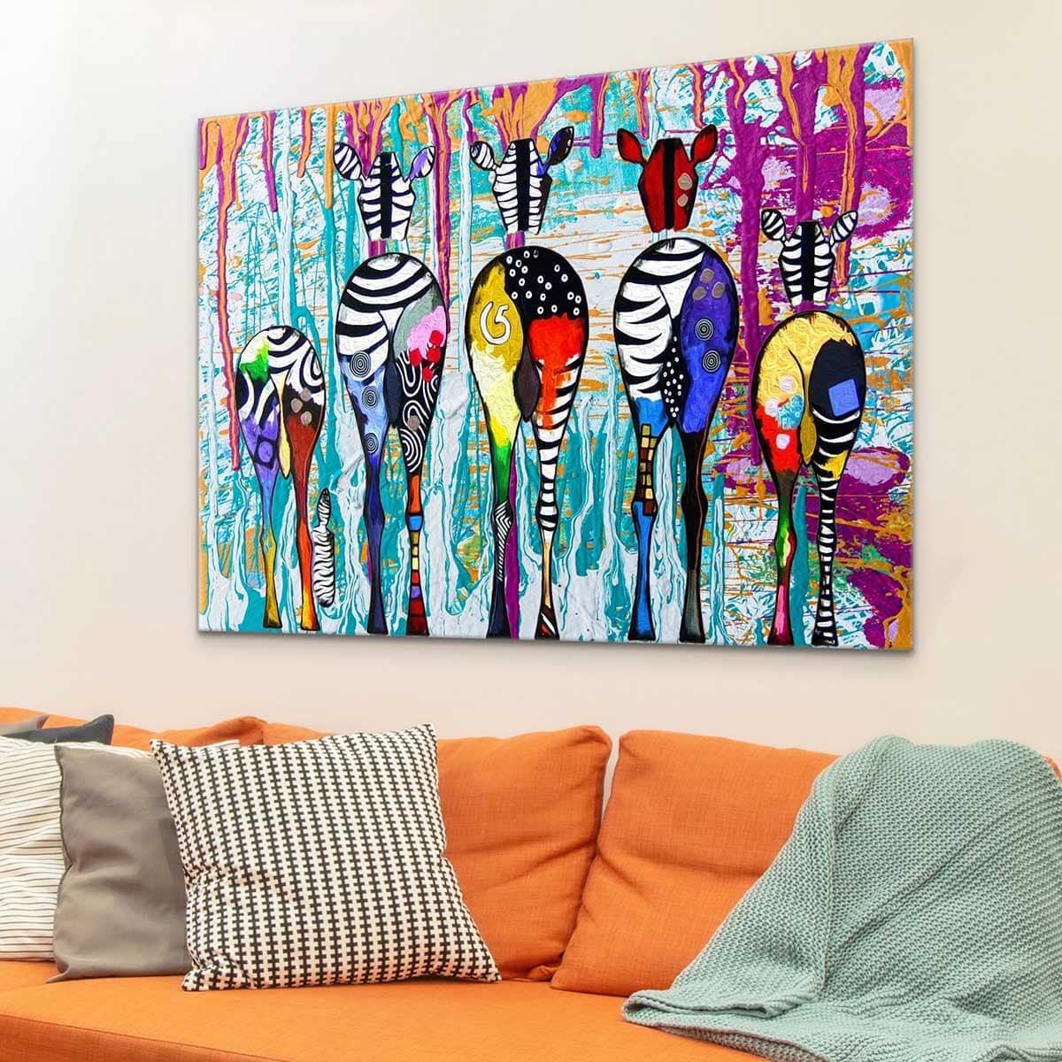 Tableau Les Zèbres colorés - Montableaudeco