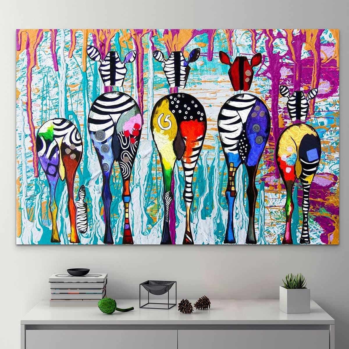 Tableau Les Zèbres colorés - Montableaudeco