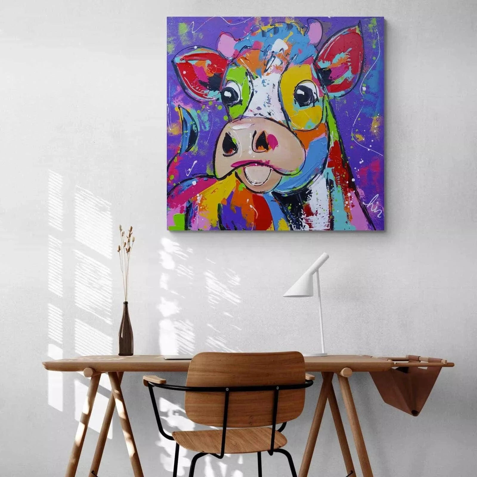 Tableau Vache Colorée Elle est si Jolie - Montableaudeco