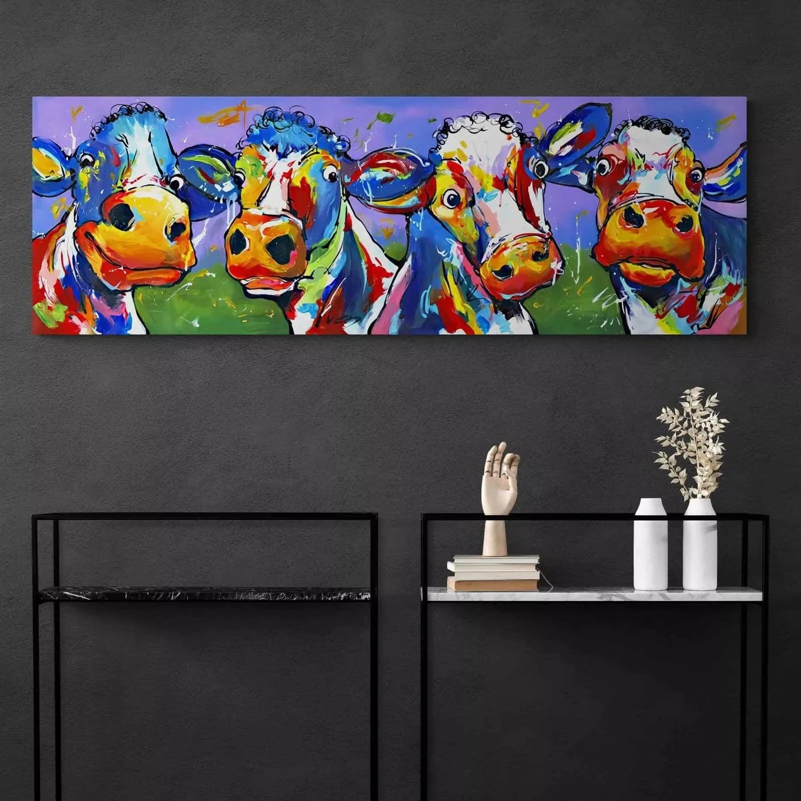 Tableau Vache Colorée Ho Les Filles ! - Montableaudeco