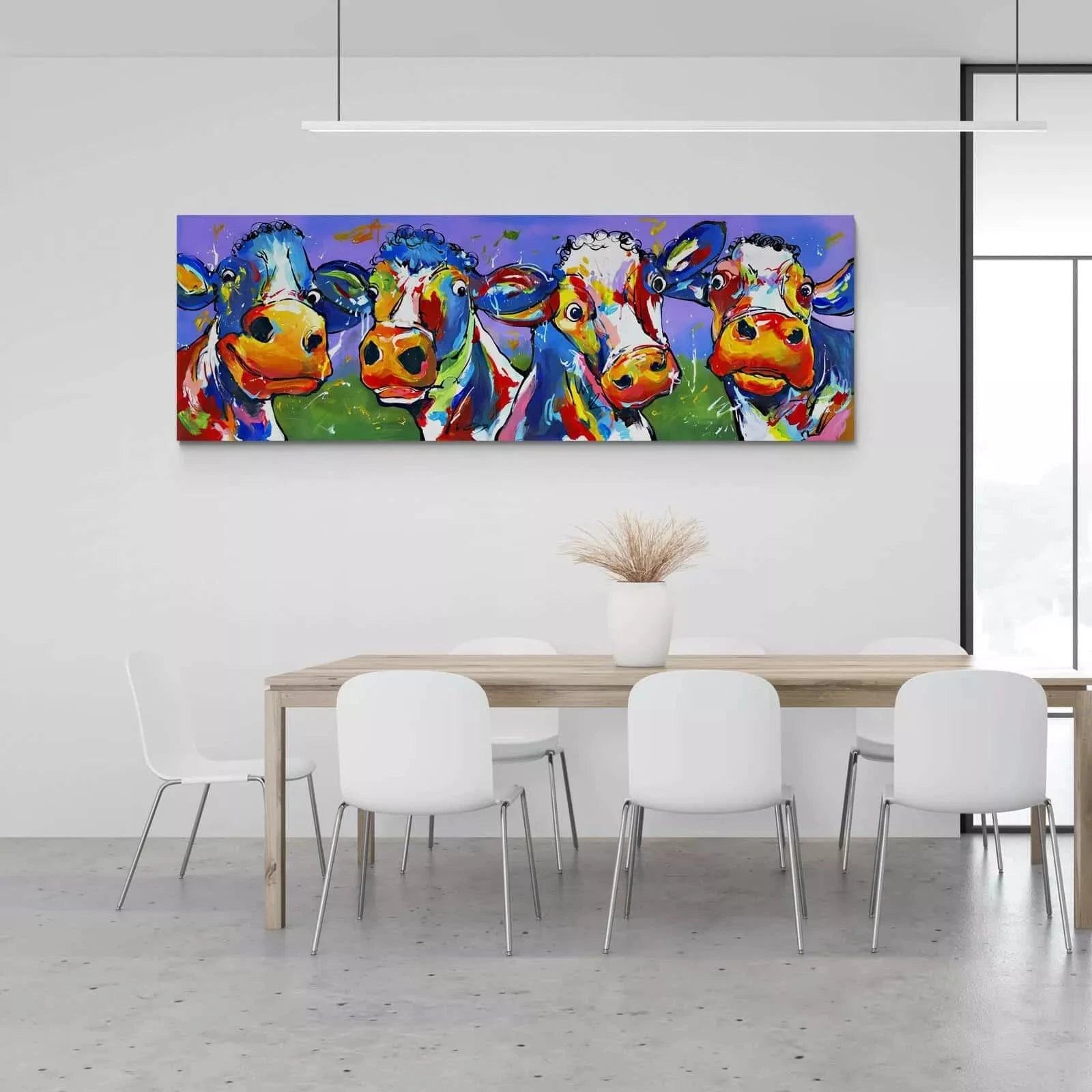 Tableau Vache Colorée Ho Les Filles ! - Montableaudeco