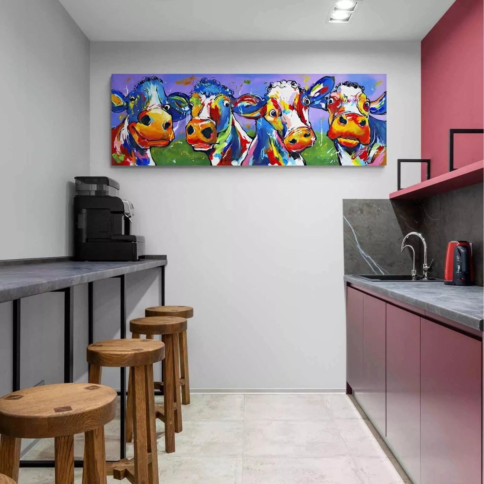 Tableau Vache Colorée Ho Les Filles ! - Montableaudeco