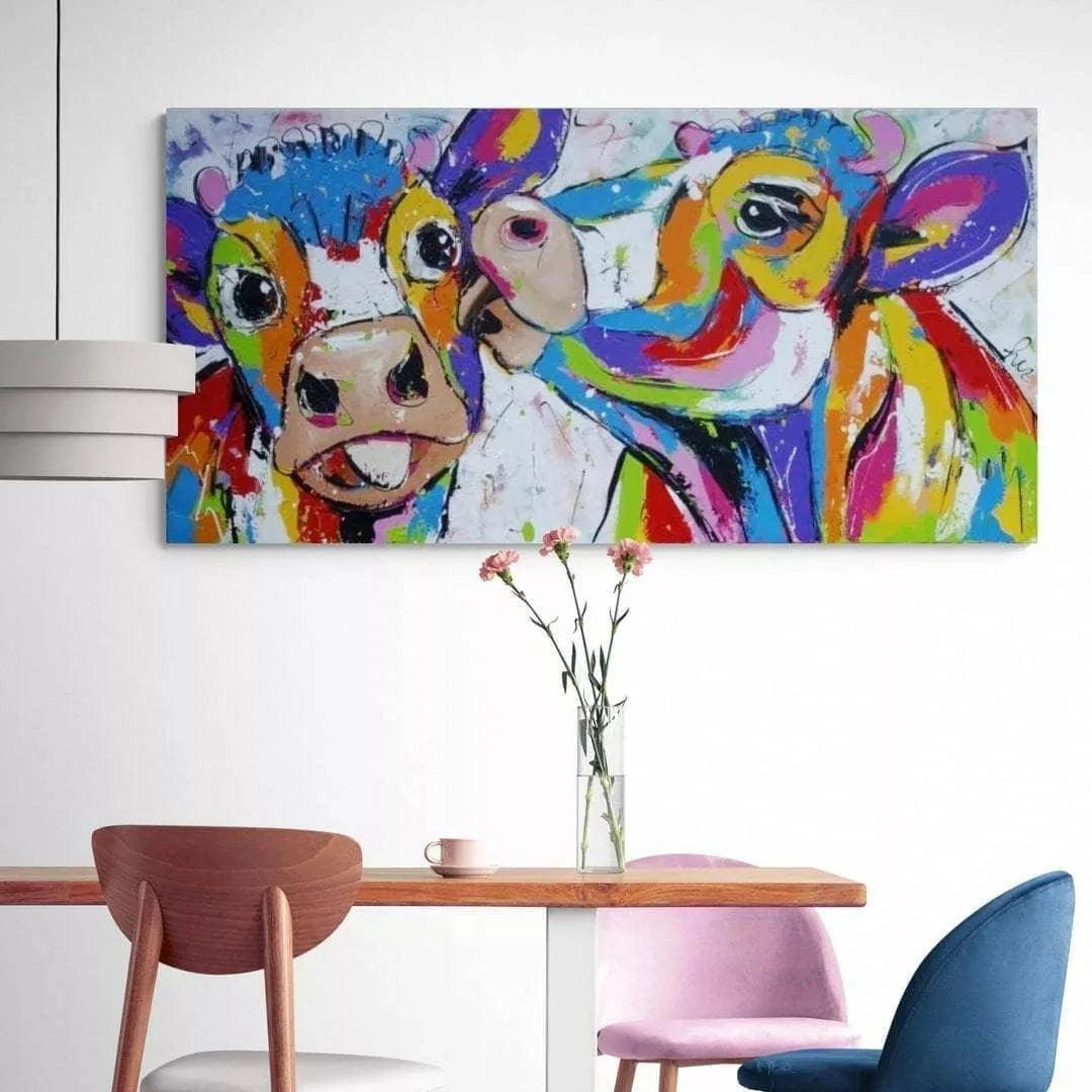 Tableau Vache Colorée L'amour Vache - Montableaudeco