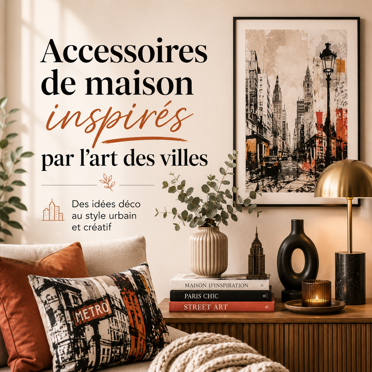 Accessoires de maison inspirés par l'art des villes