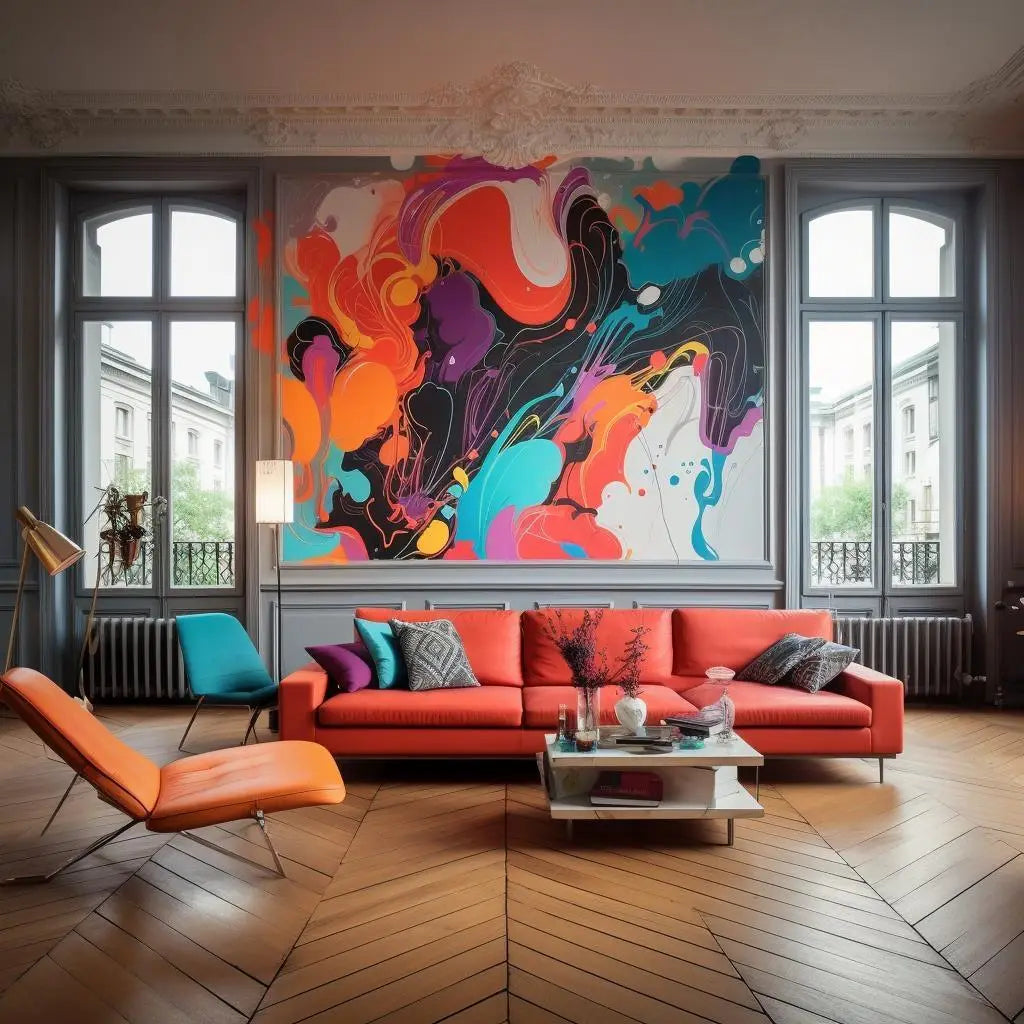 How to incorporate graffiti into a modern, minimalist living room? - Montableaudeco