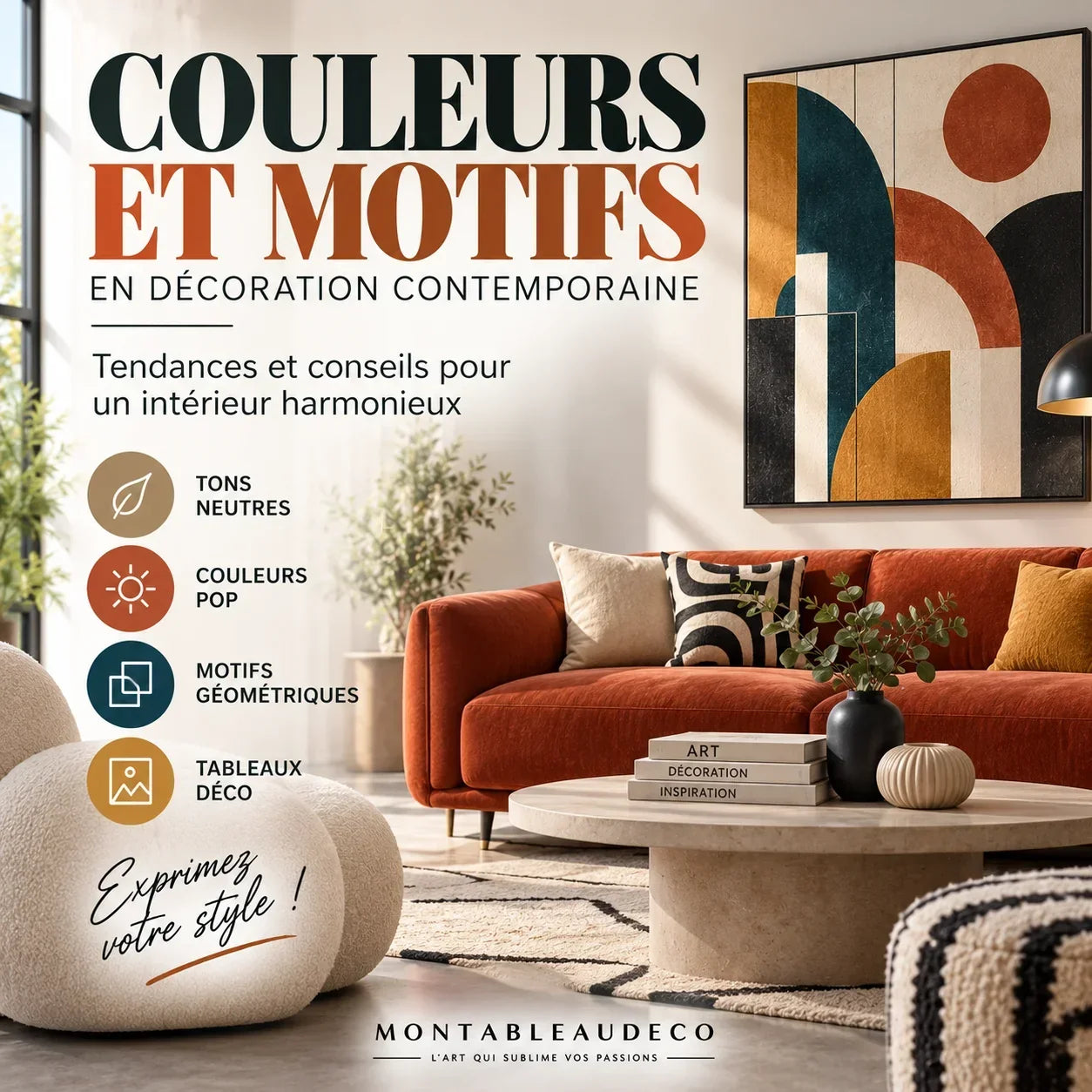 Tendances de couleurs et motifs en décoration contemporaine