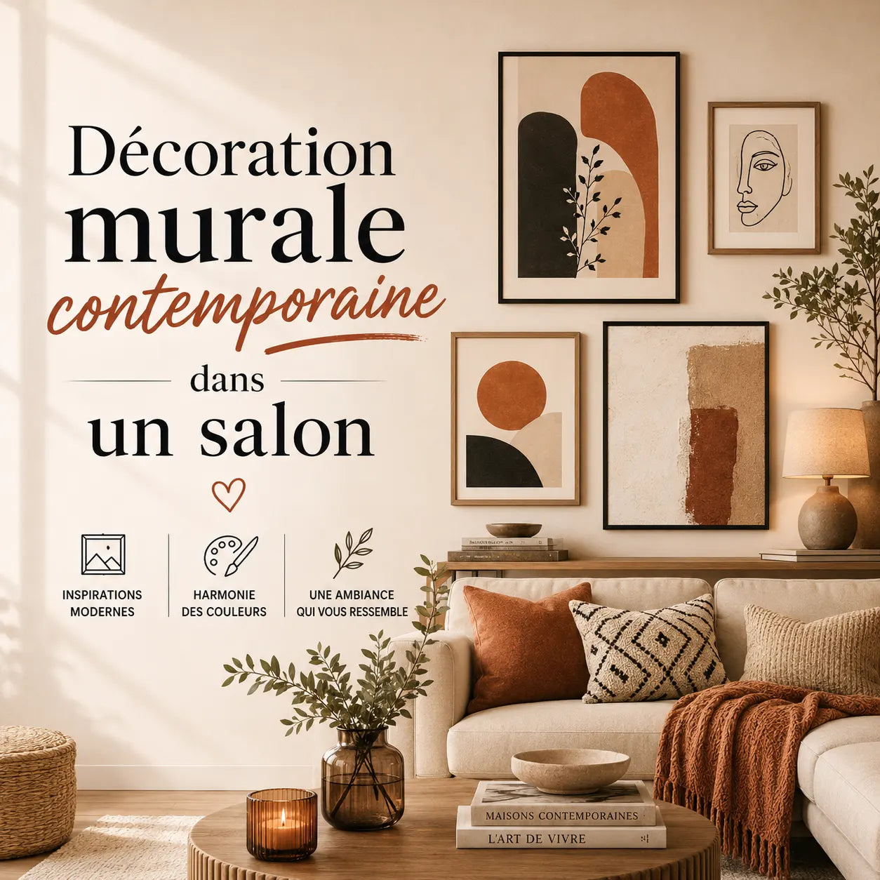Décoration murale contemporaine dans un salon