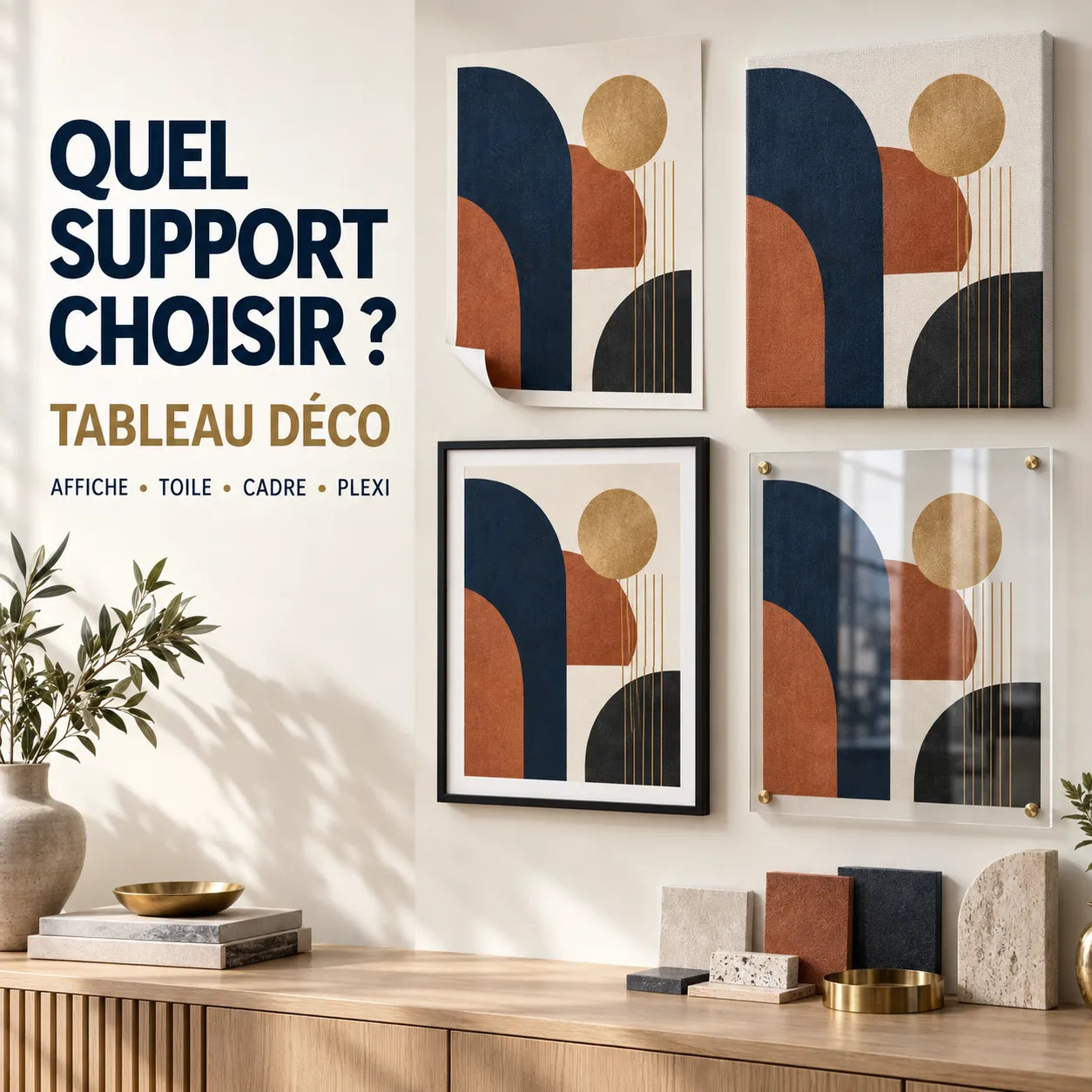 Quel support choisir pour un tableau déco ? Affiche, toile, cadre ou Plexiglas