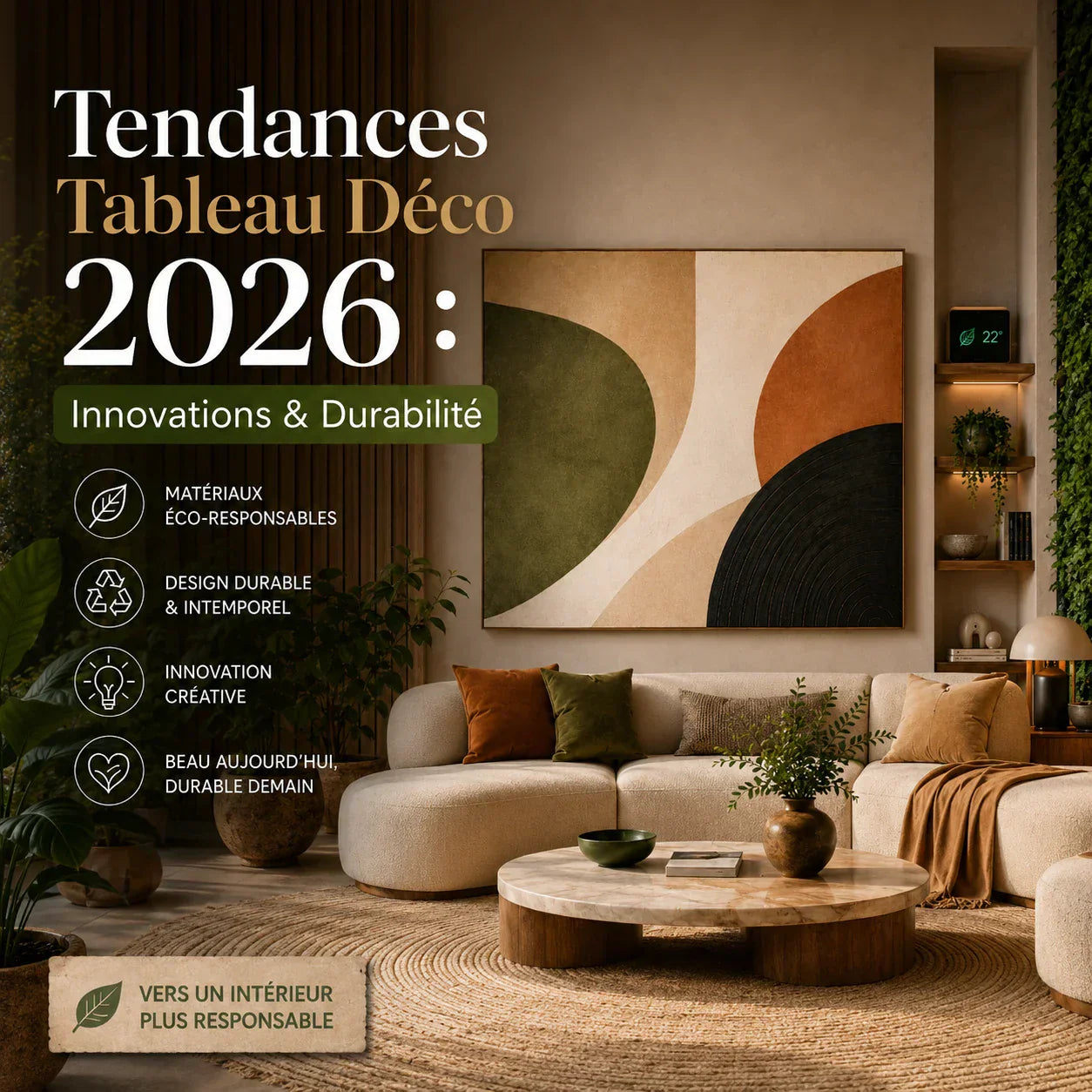 Tendances Tableau Déco 2026 : Innovations & Durabilité