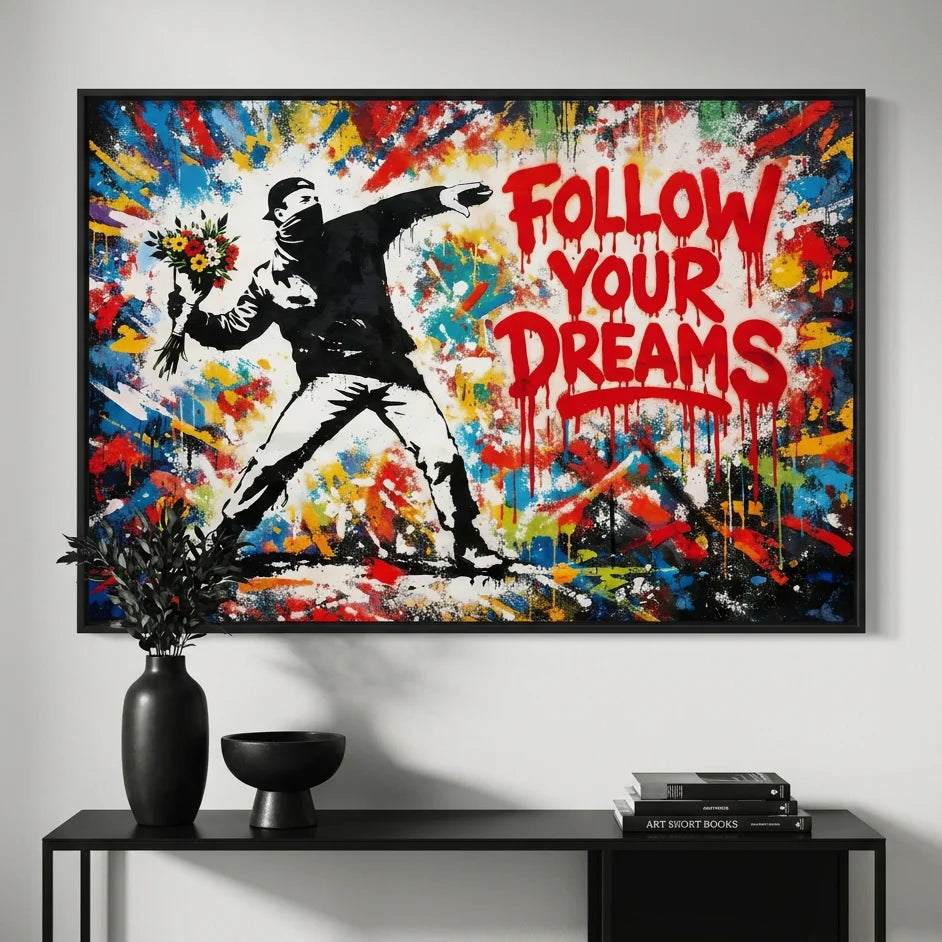 Tableau Graffiti Suivez Vos Rêves - Tableau Street Art