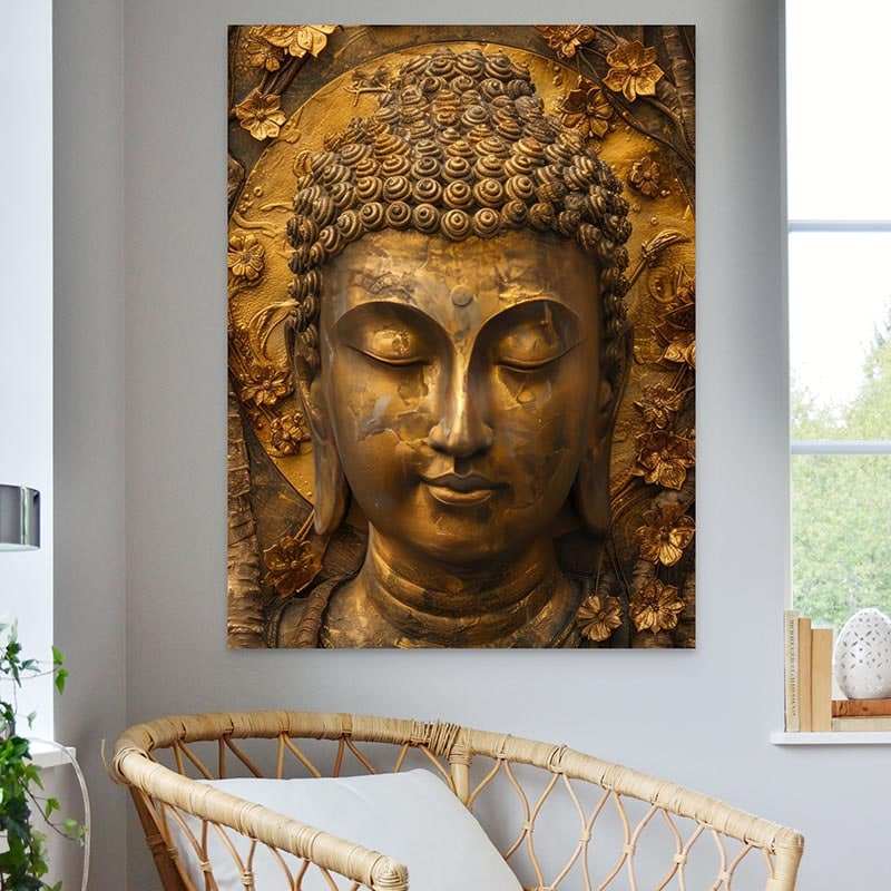 Tableau Bouddha | Méditation en Or | Offre De Bienvenue -20% b