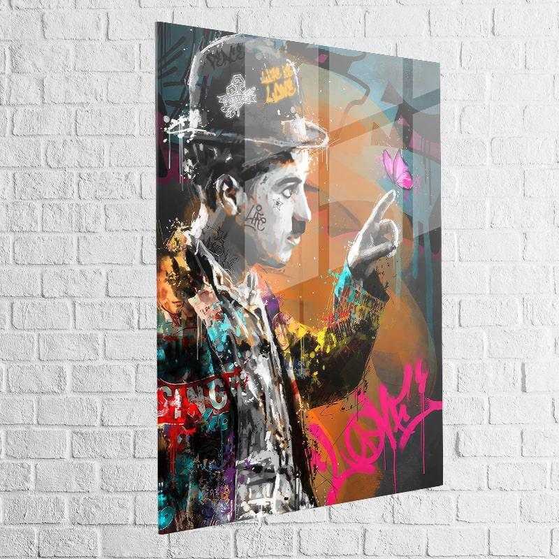 Tableau Street Art Chaplin et Papillon - Montableaudeco