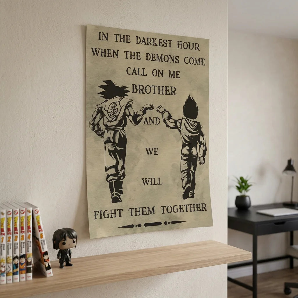 Tableau Dragon Ball Fight Them Together - 40x60cm / Affiche sans cadre - Toile Imprimée