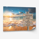 Tableau Prénoms Famille Bord de Plage - 40x60cm / Affiche sans cadre - Toile Imprimée
