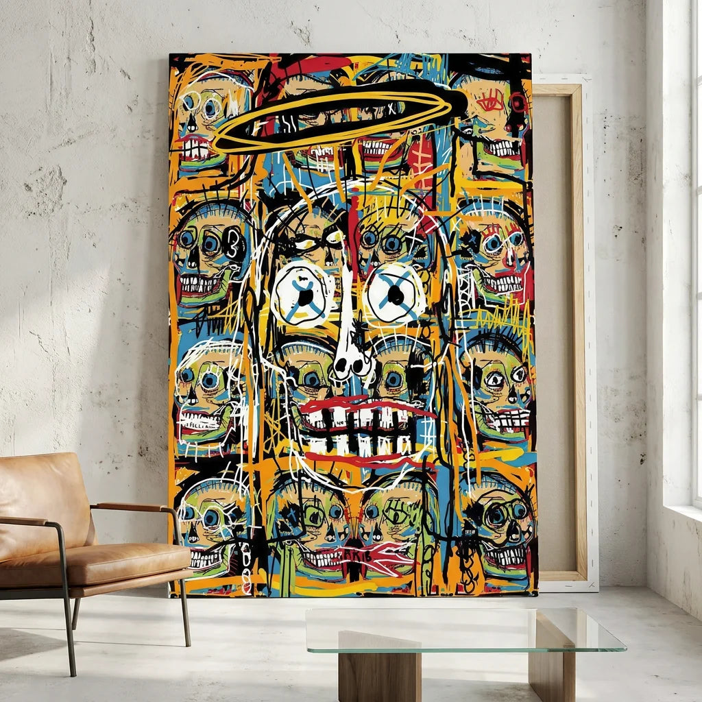 Affiche Basquiat Chaos des Crânes Célestes inspiration street art