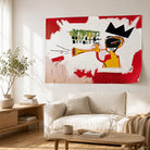 Affiche Basquiat Trumpet sans cadre – poster street art rouge blanc jaune et noir