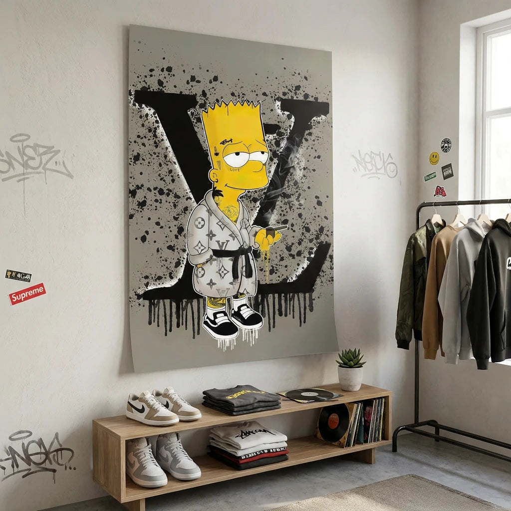 Tableau Bart Simpson Louis Vuitton - 40x60cm / Affiche sans cadre - Tableau Animation