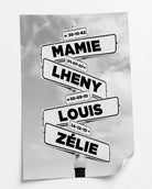 Tableau Personnalisé Prénoms Intersection - 40x60cm / Noir et Blanc / Affiche sans cadre - Tableau personnalisé