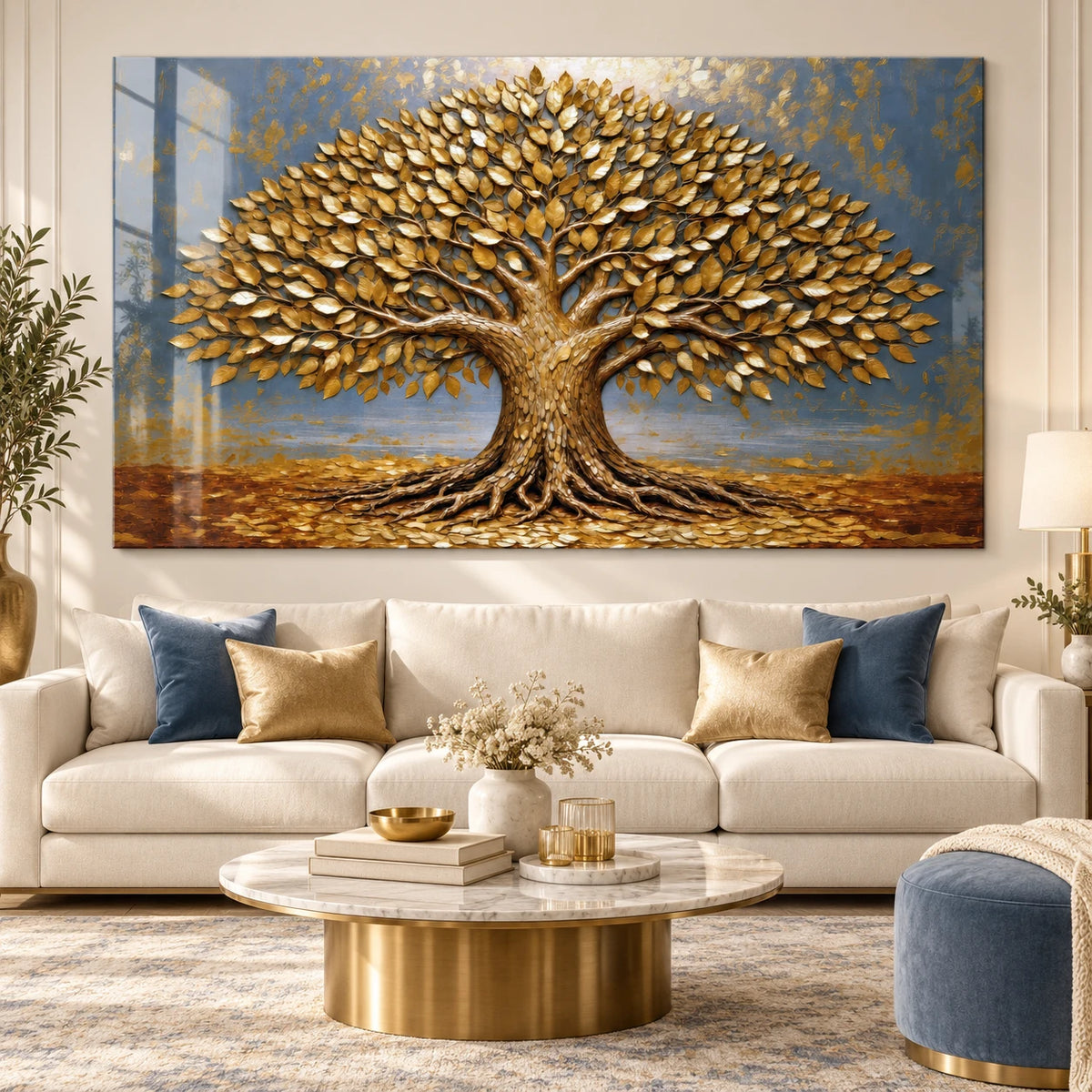 Art mural arbre de vie Or pour décoration intérieure