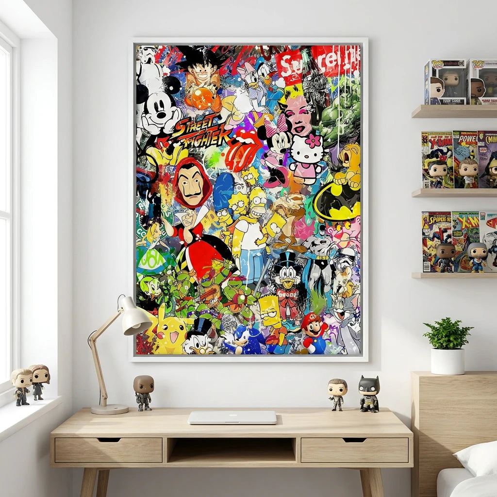 Tableau Street Art Culture 80 - 40x60cm / Cadre Blanc - Tableau animation