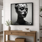 Tableau Moderne Femme Destruction - 40x40cm / Cadre noir / B - Tableau Moderne