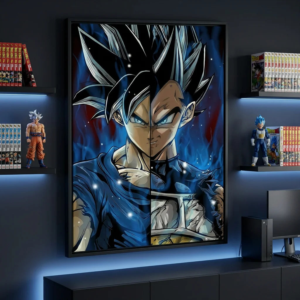 Tableau Dragon Ball Sangoku Vegeta - 40x60cm / Cadre noir - Toile Imprimée