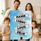 Cadeau personnalisé famille avec prénoms et dates