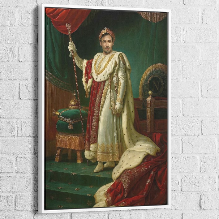 Cadre flottant blanc Portrait Historique L’Empereur – style lumineux