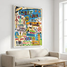 Tableau Basquiat Rêves Urbains - 40x60cm / Cadre Blanc - Tableau Basquiat