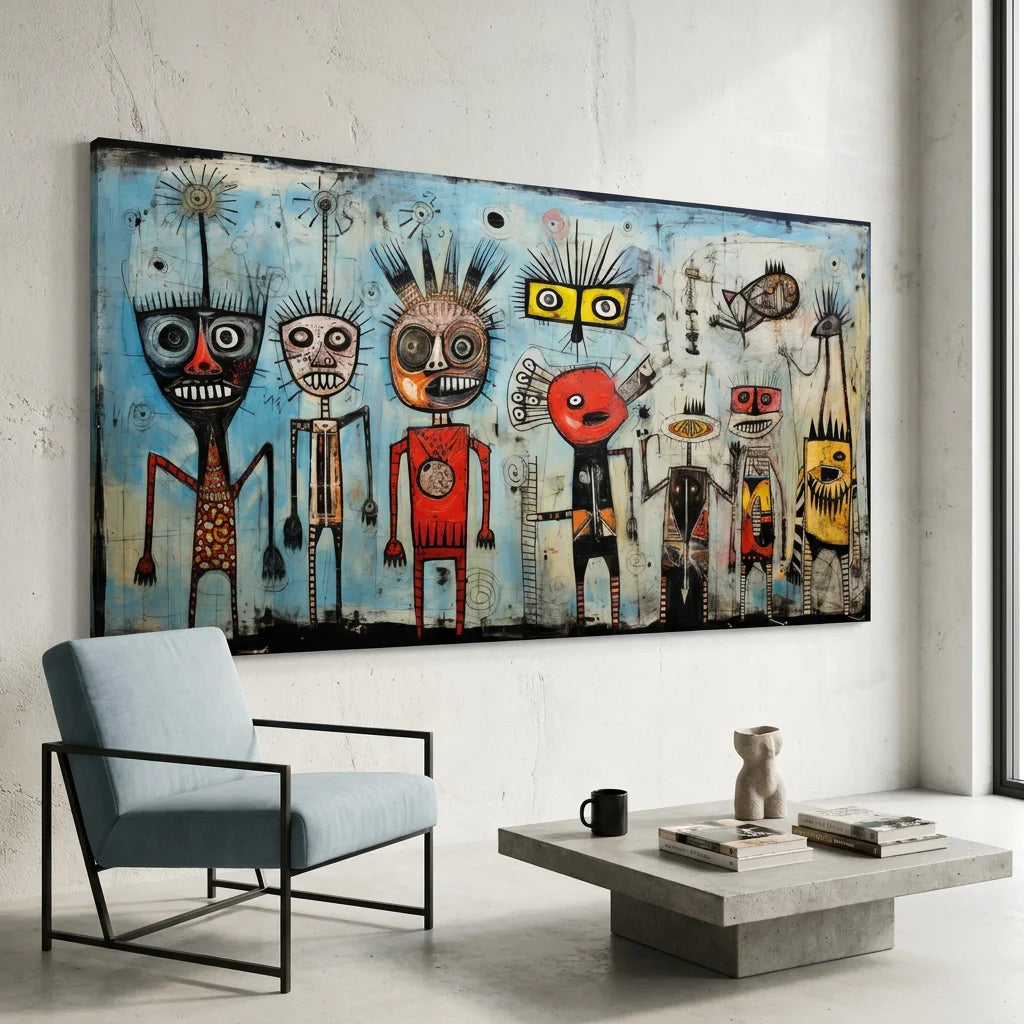 Décoration murale Basquiat Tribal Children pour salon arty