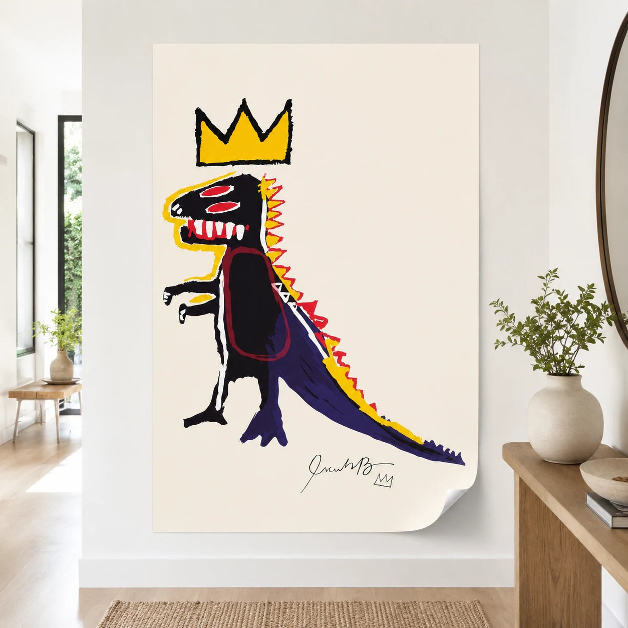 Décoration murale Basquiat dinosaure couronné