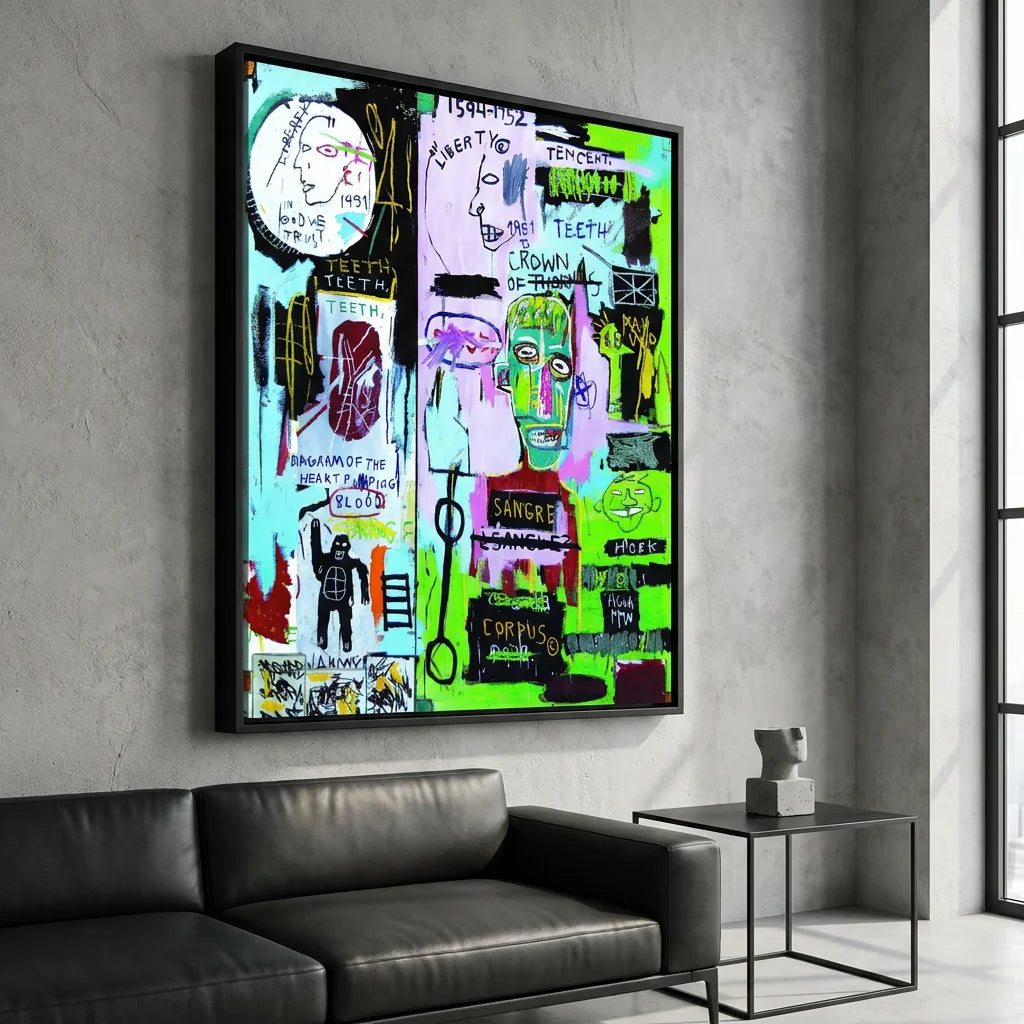 Décoration murale Basquiat pour bureau créatif contemporain