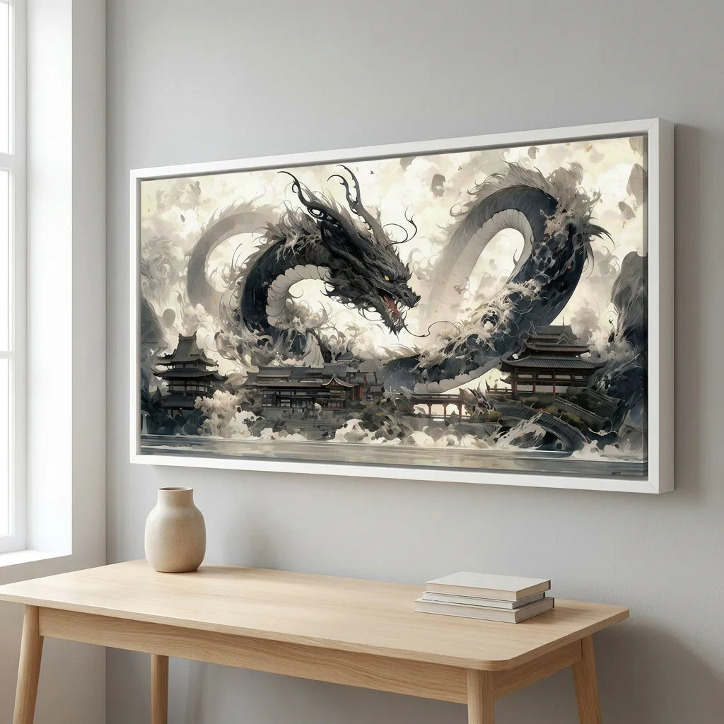 Décoration murale Dragon Ball avec dragon noir panoramique