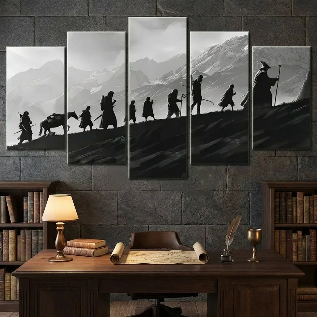 Décoration murale Le Seigneur des Anneaux La communauté de l’anneau panoramique 5 panneaux