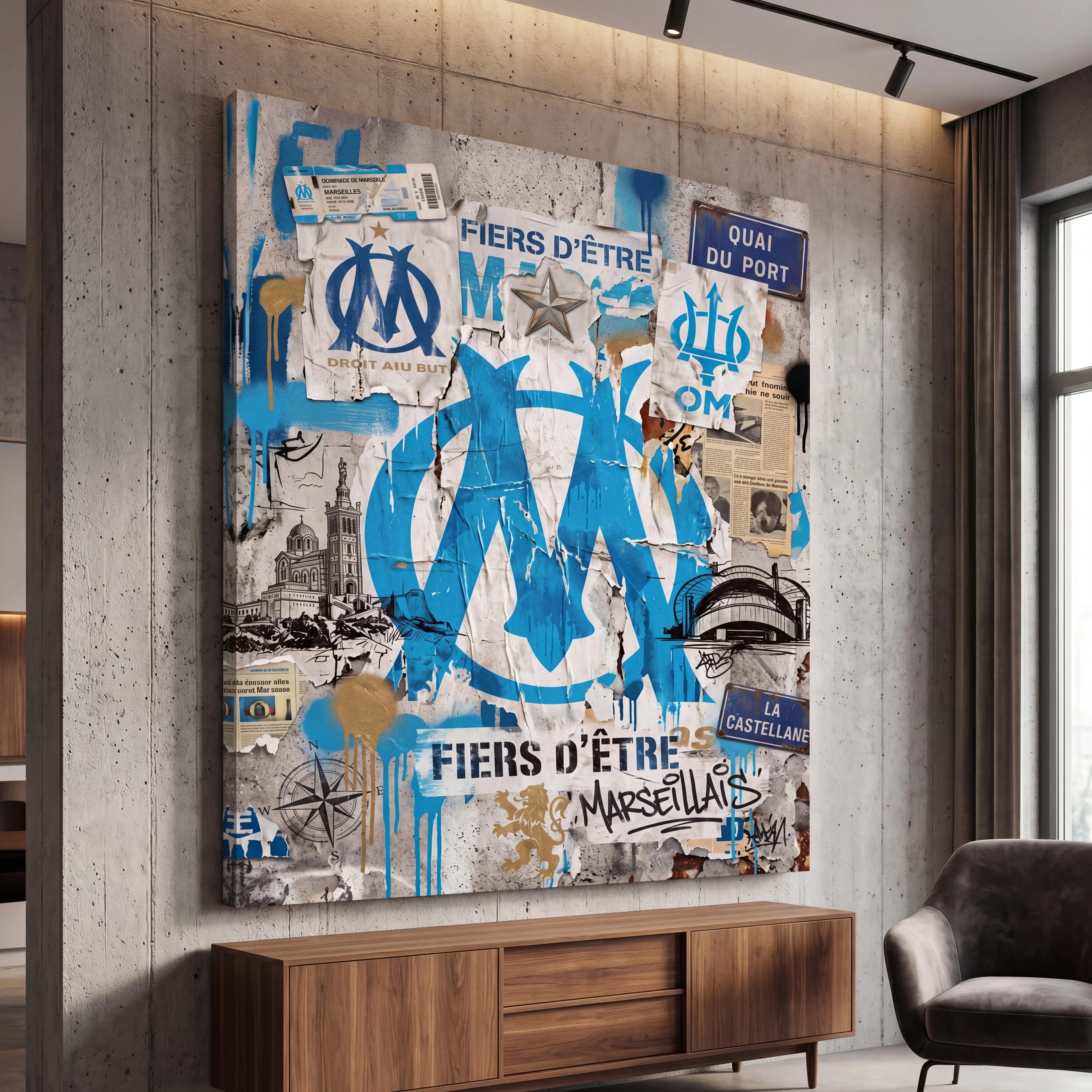 Décoration murale Olympique de Marseille style street art