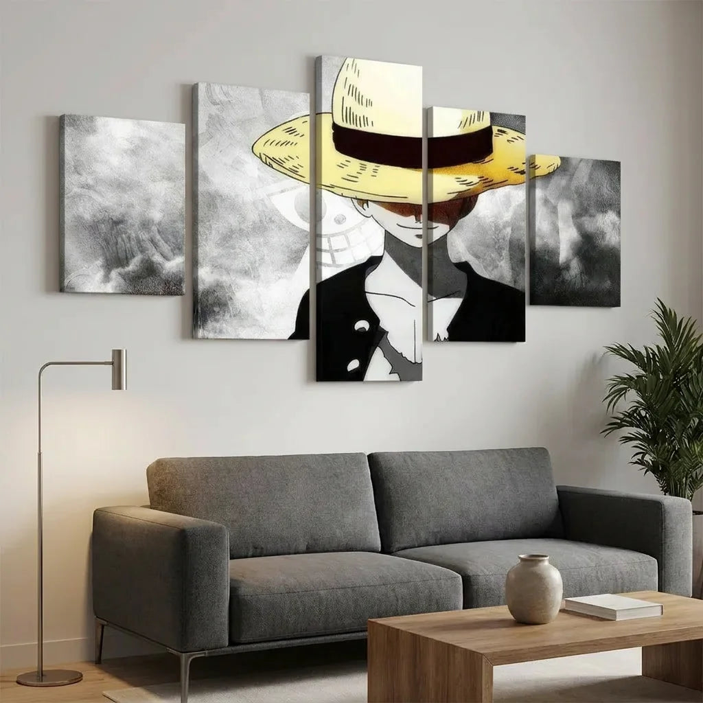 Décoration murale One Piece LUFFY 5 panneaux pour chambre geek