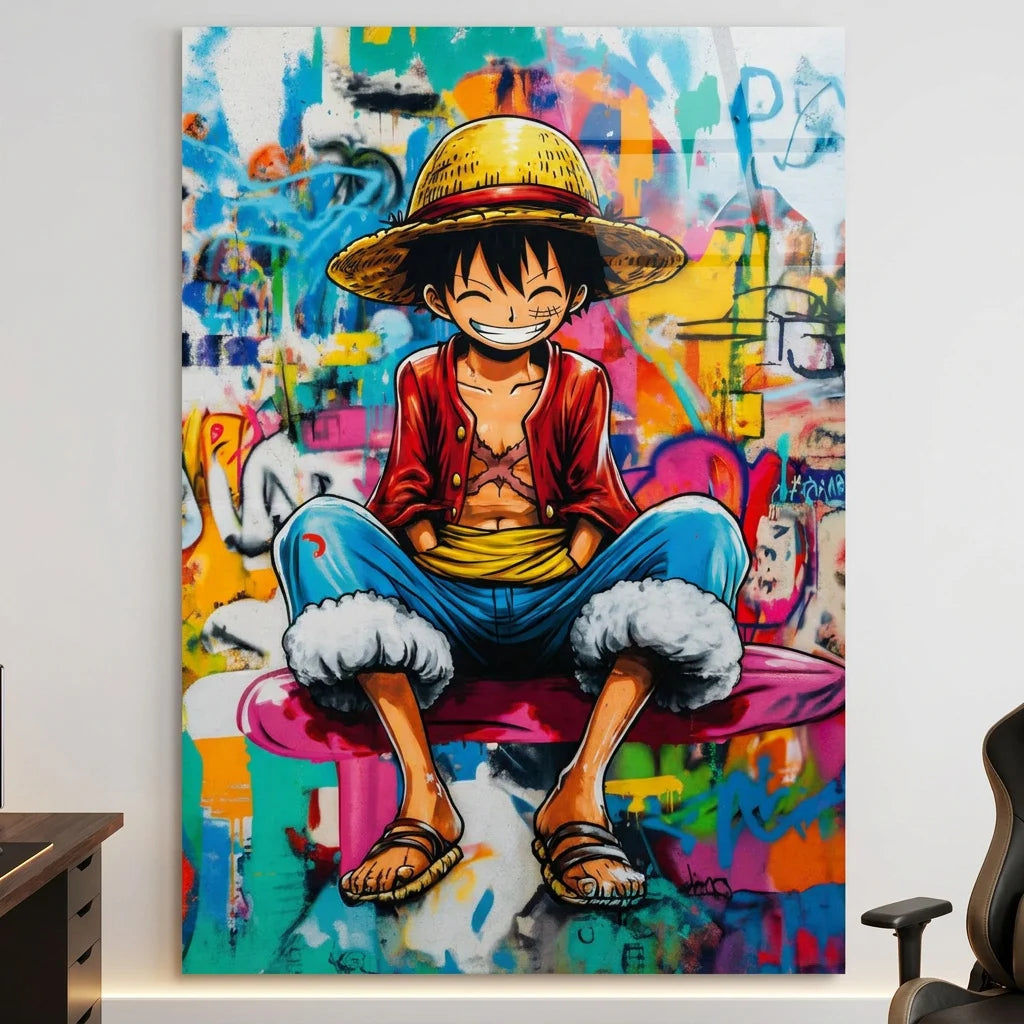 Décoration murale One Piece street art multicolore