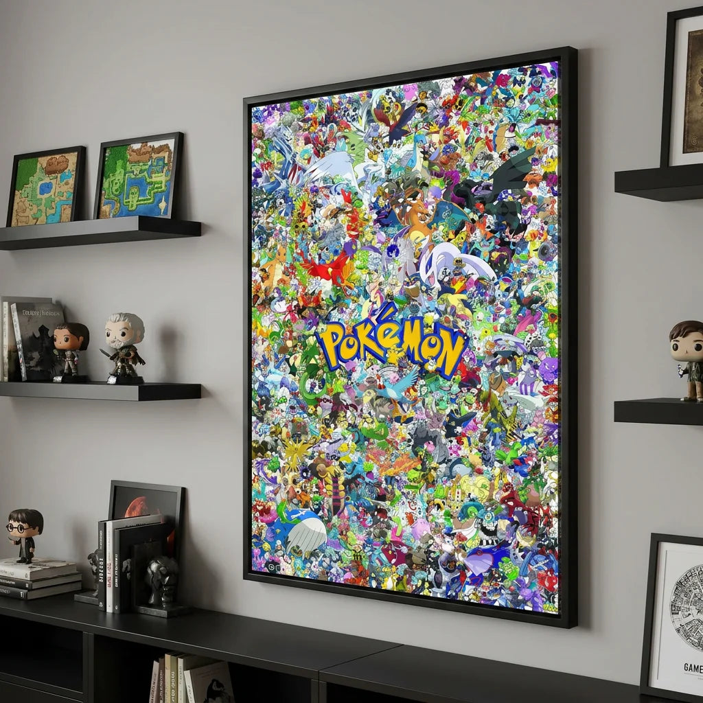 Décoration murale Pokémon colorée pour chambre geek