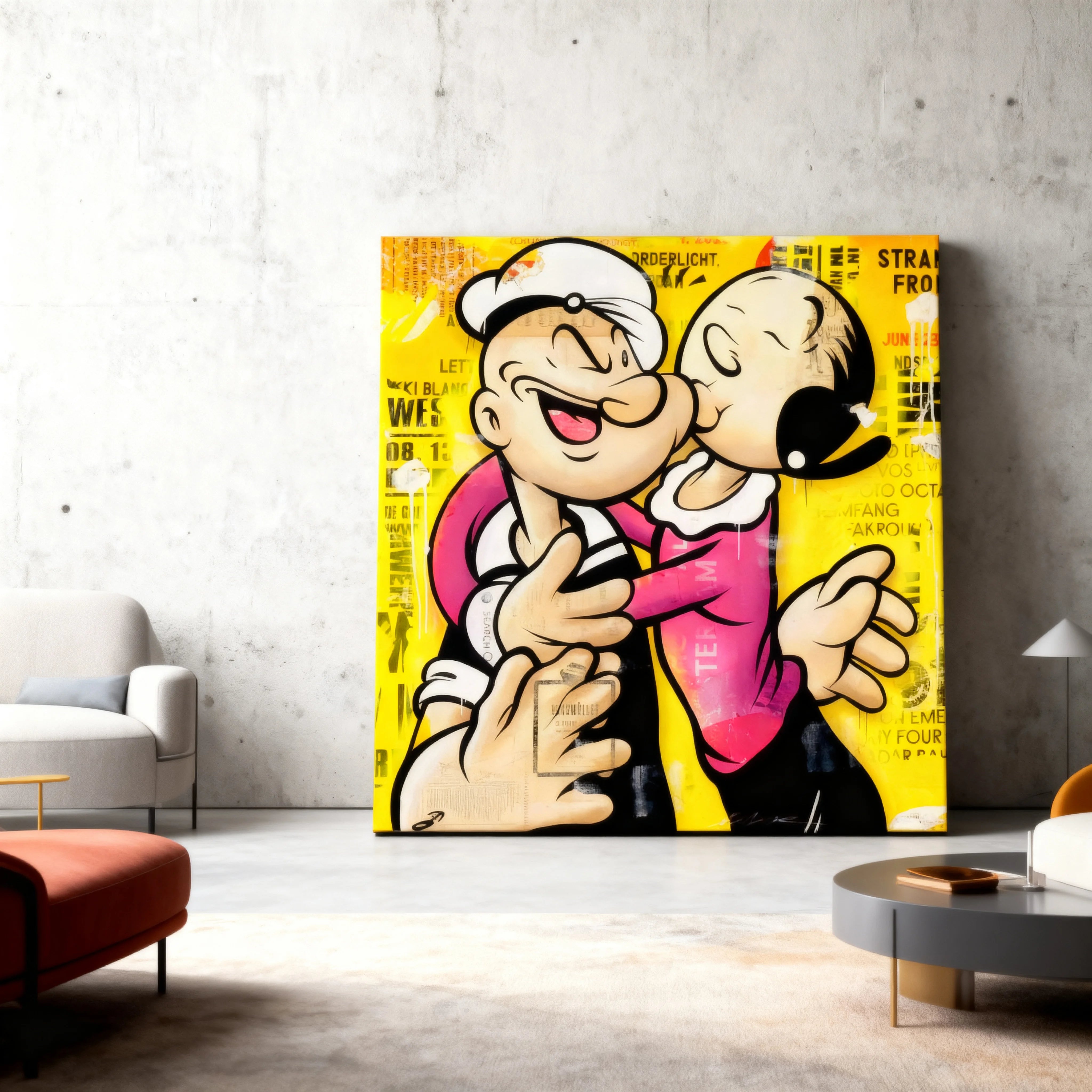Décoration murale Popeye et Olive ambiance cartoon rétro